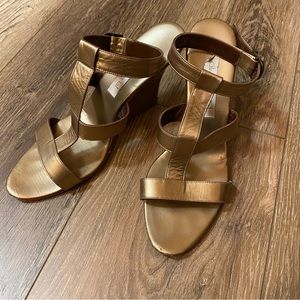 Olivia Rose Tal Metallic Leather Wedge Sandal